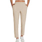 Pantalon élastique à taille haute avec poches zippées pour femmes