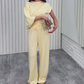 💕Réduction limitée à 50 %✨Ensemble 2 pièces pour femme : Haut asymétrique et pantalon
