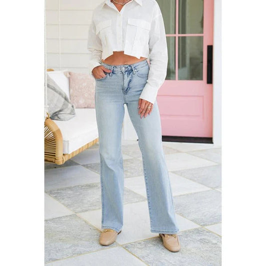 Jeans Vintage à Taille Haute et Coupe Droite pour Femmes