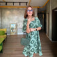Robe imprimée à manches courtes et col rond pour femme