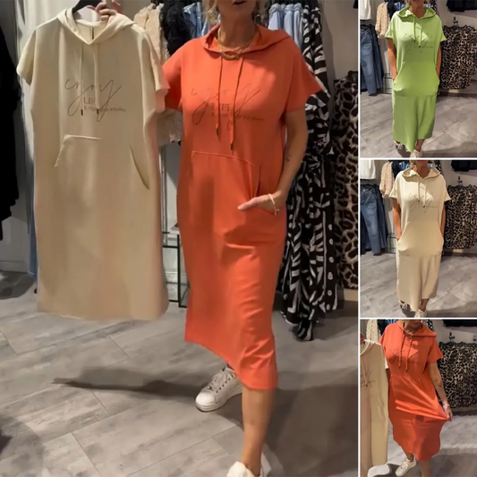 🔥Remise d'été 50%🔥Robe longue à capuche et manches courtes pour femmes