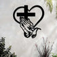✝️ Décoration Murale Chrétienne Cœur-Croix - Alliage Métallique Élégant, Symbole de Foi et d'Amour - Installation Facile, Idée Cadeau Significative