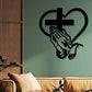 ✝️ Décoration Murale Chrétienne Cœur-Croix - Alliage Métallique Élégant, Symbole de Foi et d'Amour - Installation Facile, Idée Cadeau Significative