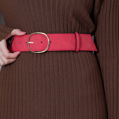 Ceinture large en similicuir pour femme avec boucle ronde