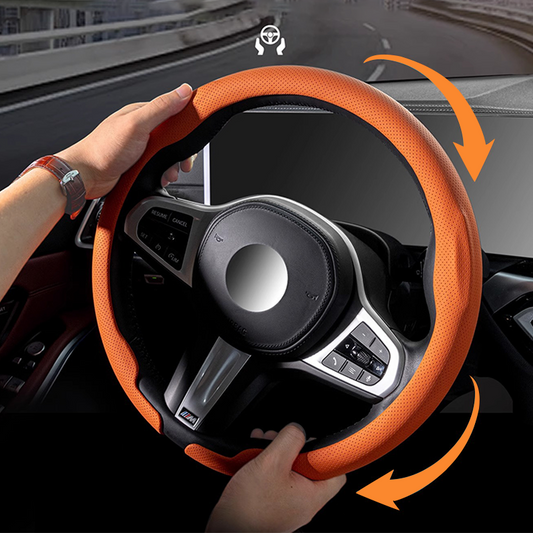🚗 60% DE RÉDUCTION ! 🎉 Housse de volant en cuir véritable – Design élégant ultra-fin, antidérapante & installation facile sans outil, pour un confort toute saison ! 👋📦