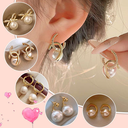 Boucle d'oreille perle classique française, élégante et simple
