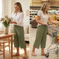 📢📢50% DE RÉDUCTION !! ⏰Pantalon capri large à côtes pour femme avec poches