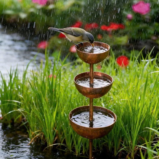 🐦 Redonnez vie à votre jardin ! Abreuvoir à oiseaux paisible avec récupérateur d’eau de pluie pour accueillir la faune sauvage de votre jardin.🌿