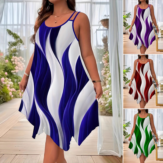 Robe midi femme mode sans manches à double bride