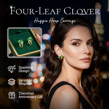 🍀 50% DE RÉDUCTION! ✨ Boucles d'Oreilles Créoles Trèfle à Quatre Feuilles – Argent 925, nœud adorable & finition élégante – Un porte-bonheur chic au quotidien 💚