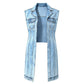 📢📢50% DE RÉDUCTION !! ⏰Robe Gilet en Jean Sans Manches Fente Haute Femme – Veste Longue Style Streetwear