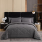 🛏️🧵 Parure de couette matelassée 3 pièces – Microfibre brossée, respirante et adaptée à toute saison